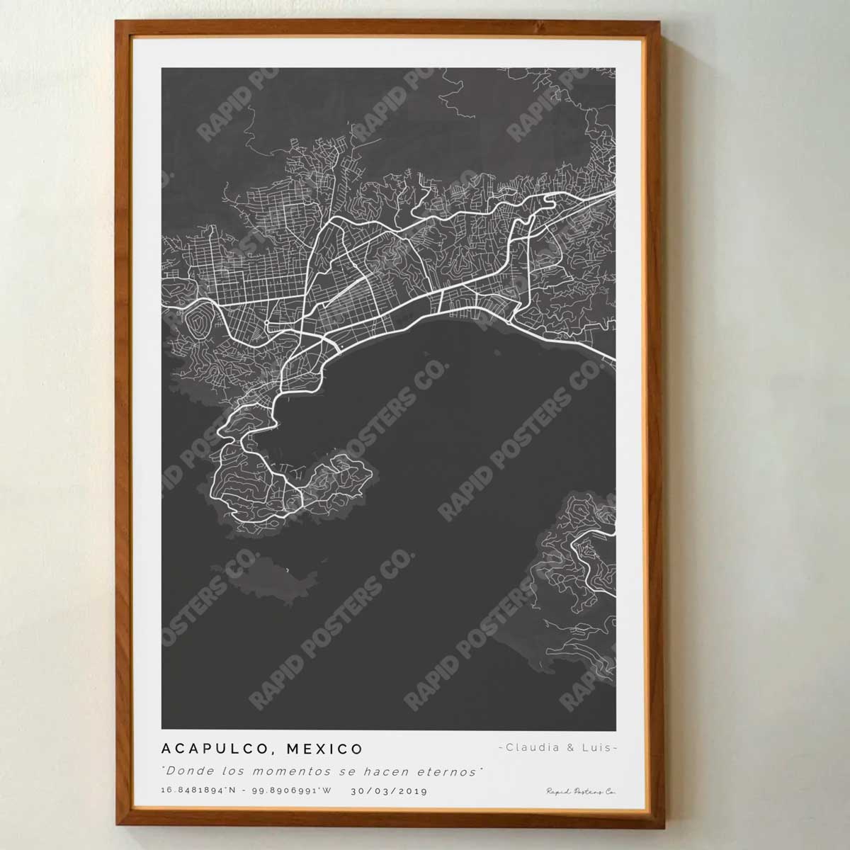 Mapa personalizado de Acapulco de Juárez, Guerrero - Posters de ciudades de México - Personaliza gratis el plano de tu ciudad y descarga al instante el plano en PDF digital listo para imprimir y poner en un cuadro.