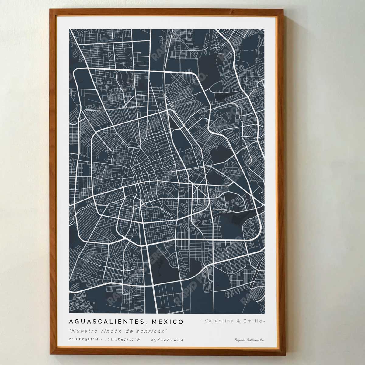 Mapa personalizado de Aguascalientes - Posters de ciudades de México - Personaliza gratis el plano de tu ciudad y descarga al instante el plano en PDF digital listo para imprimir y poner en un cuadro.