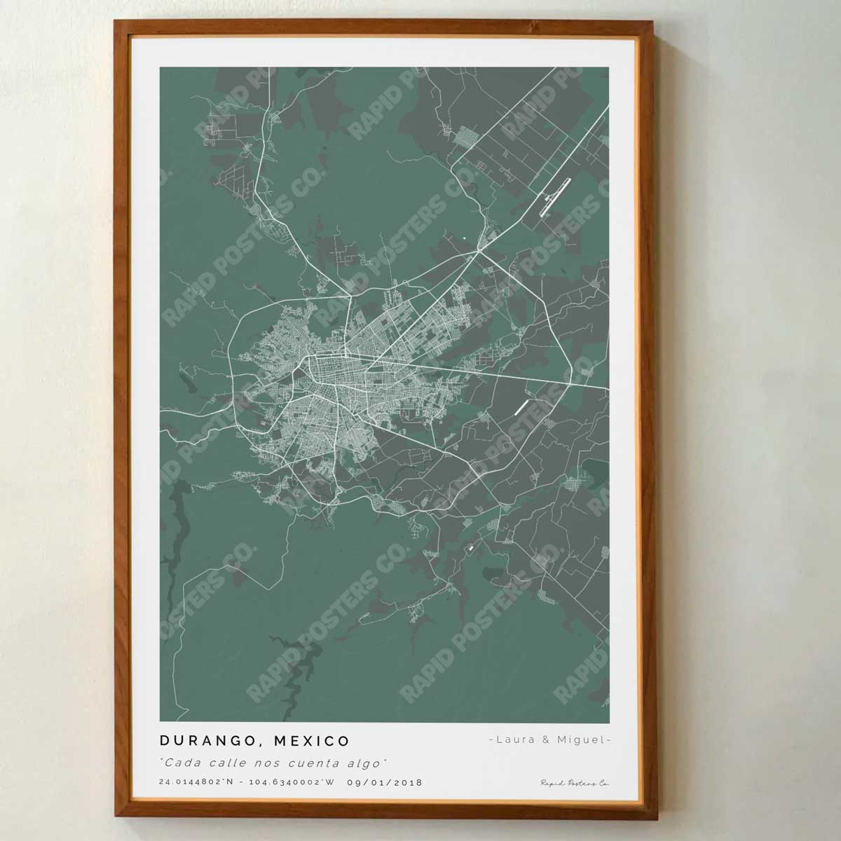 Mapa personalizado de Durango - Posters de ciudades de México - Personaliza gratis el plano de tu ciudad y descarga al instante el plano en PDF digital listo para imprimir y poner en un cuadro.