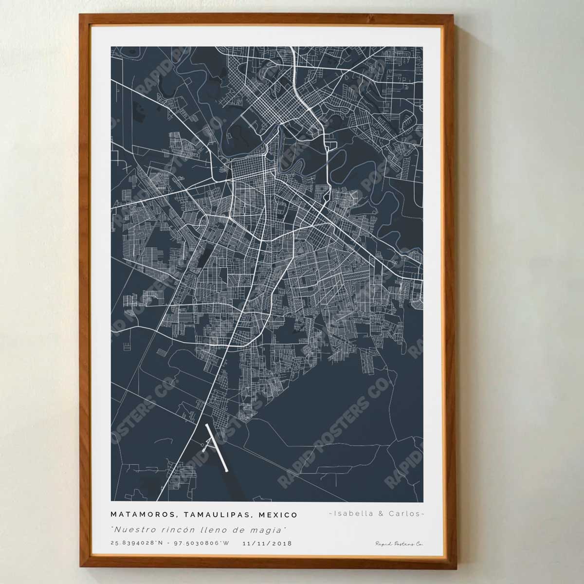Mapa personalizado de Matamoros, Tamaulipas - Posters de ciudades de México - Personaliza gratis el plano de tu ciudad y descarga al instante el plano en PDF digital listo para imprimir y poner en un cuadro.