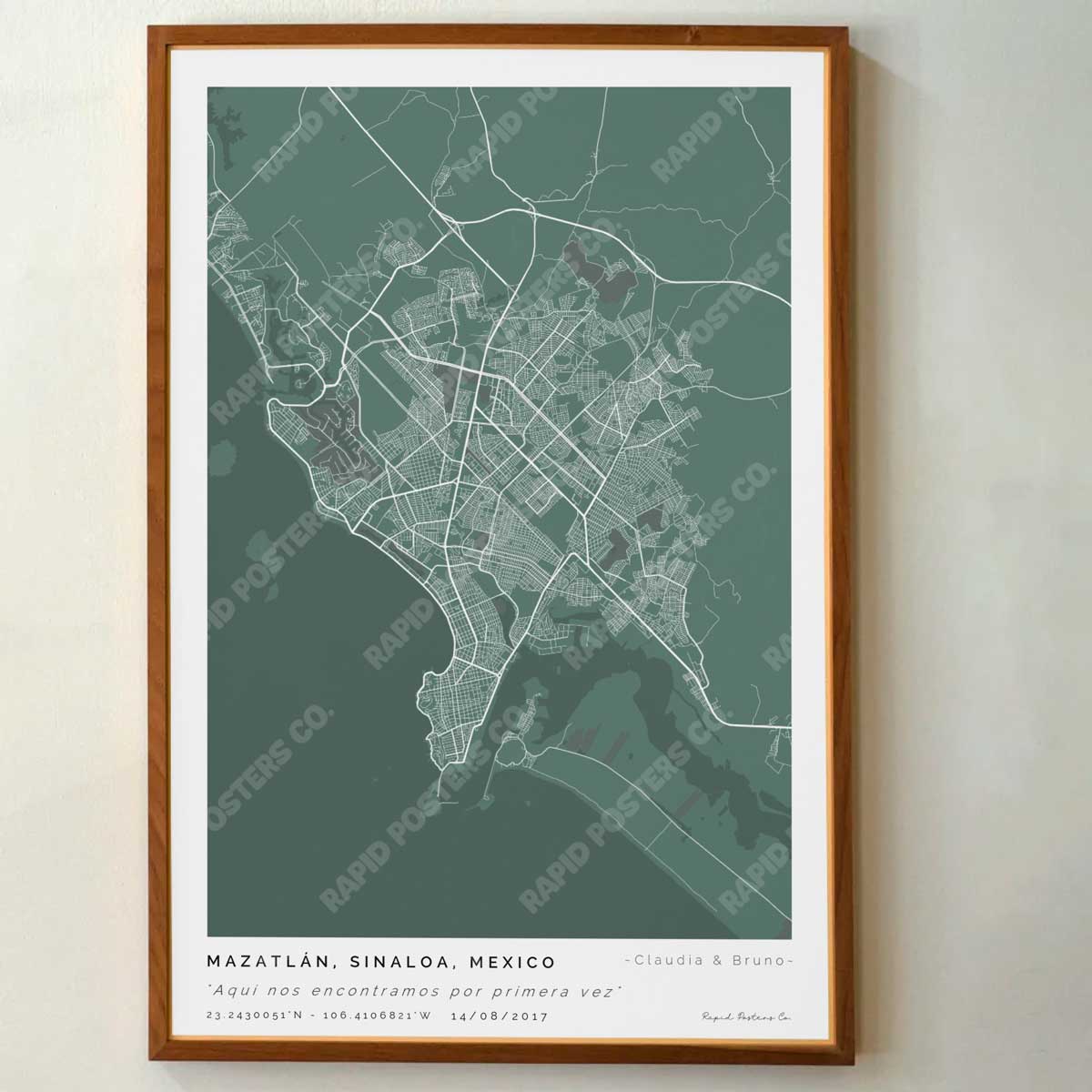 Mapa personalizado de Mazatlán, Sinaloa - Posters de ciudades de México - Personaliza gratis el plano de tu ciudad y descarga al instante el plano en PDF digital listo para imprimir y poner en un cuadro.