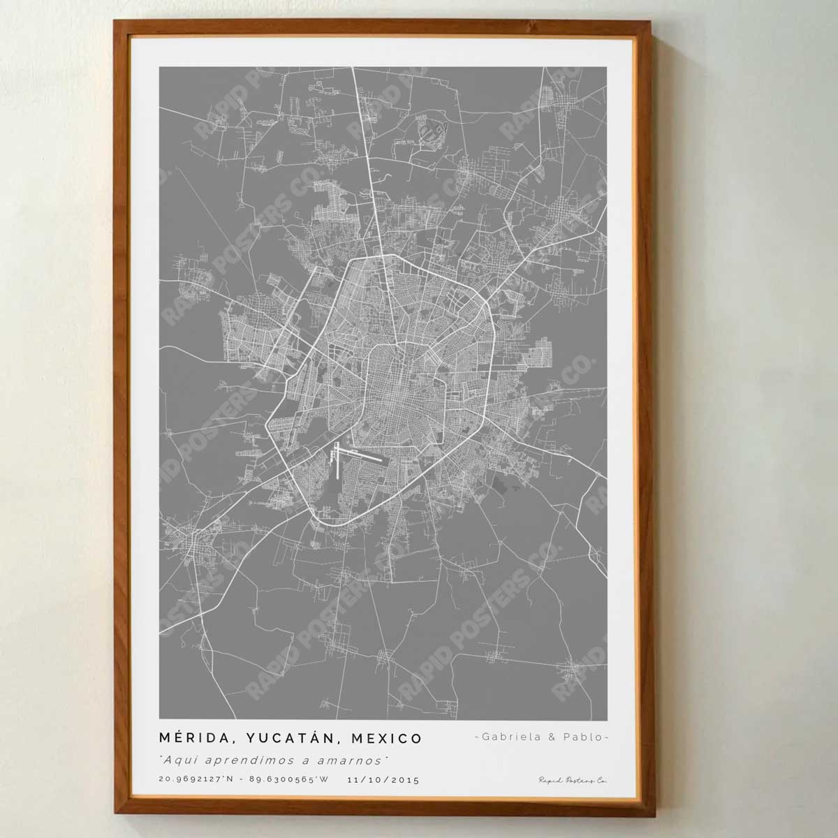 Mapa personalizado de Mérida, Yucatán - Posters de ciudades de México - Personaliza gratis el plano de tu ciudad y descarga al instante el plano en PDF digital listo para imprimir y poner en un cuadro.