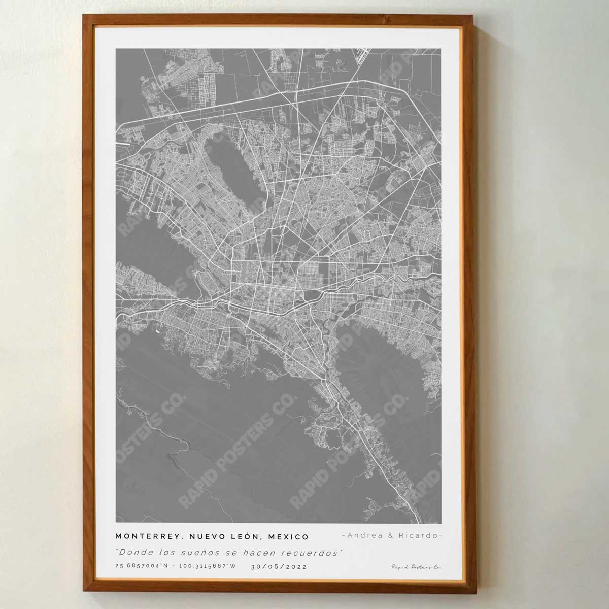 Mapa personalizado de Monterrey, Nuevo León - Posters de ciudades de México - Personaliza gratis el plano de tu ciudad y descarga al instante el plano en PDF digital listo para imprimir y poner en un cuadro.