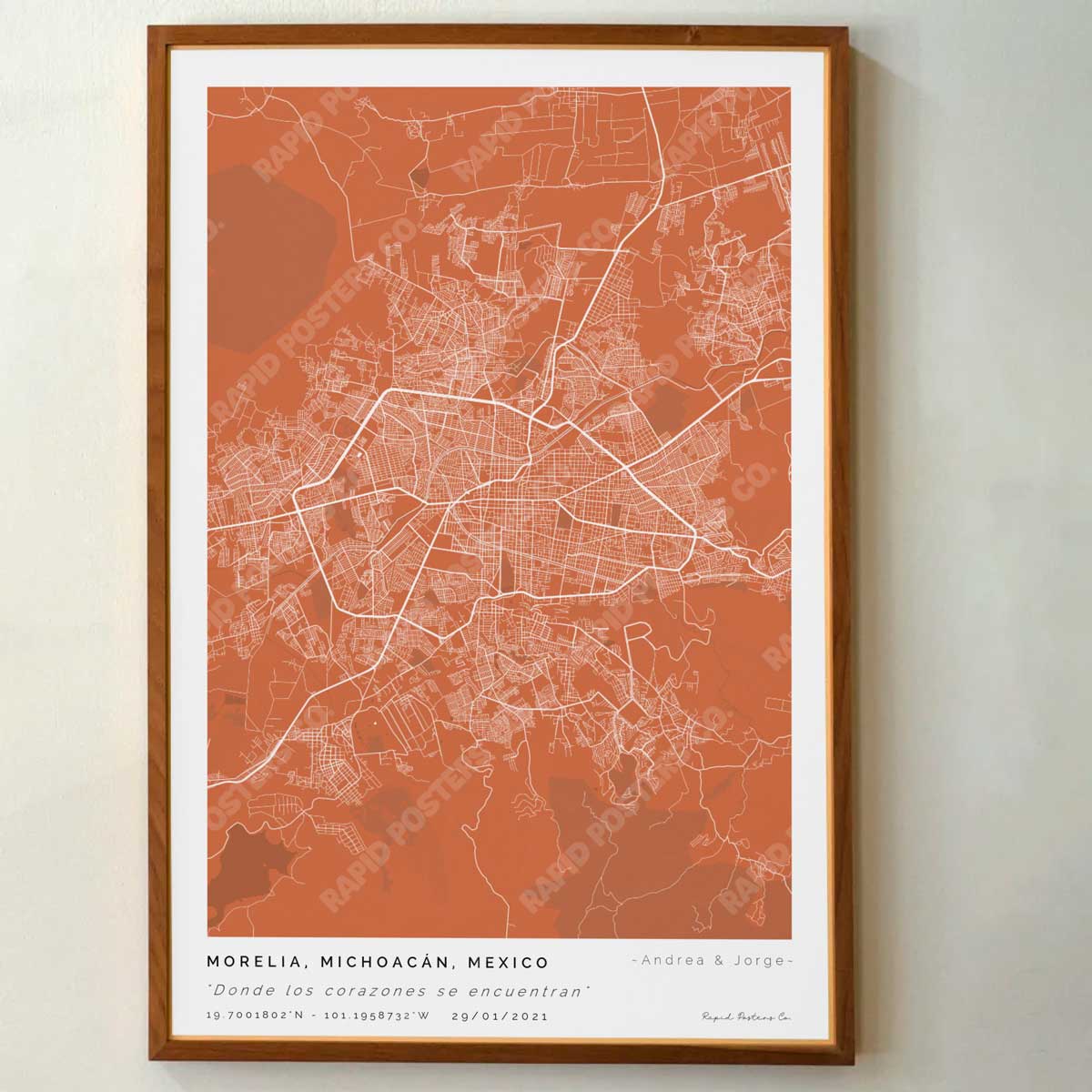 Mapa personalizado de Morelia, Michoacán - Posters de ciudades de México - Personaliza gratis el plano de tu ciudad y descarga al instante el plano en PDF digital listo para imprimir y poner en un cuadro.