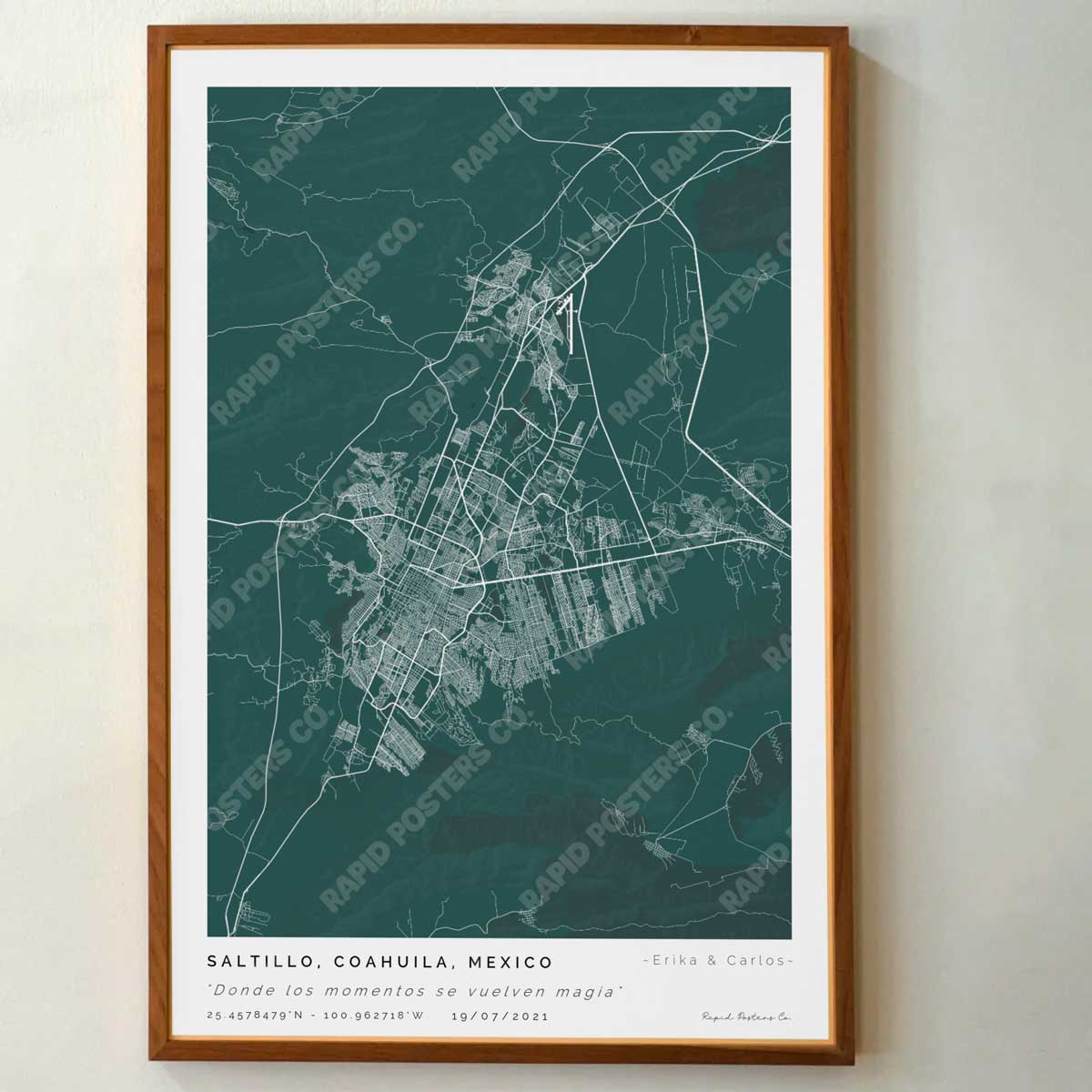 Mapa personalizado de Saltillo, Coahuila - Posters de ciudades de México - Personaliza gratis el plano de tu ciudad y descarga al instante el plano en PDF digital listo para imprimir y poner en un cuadro.