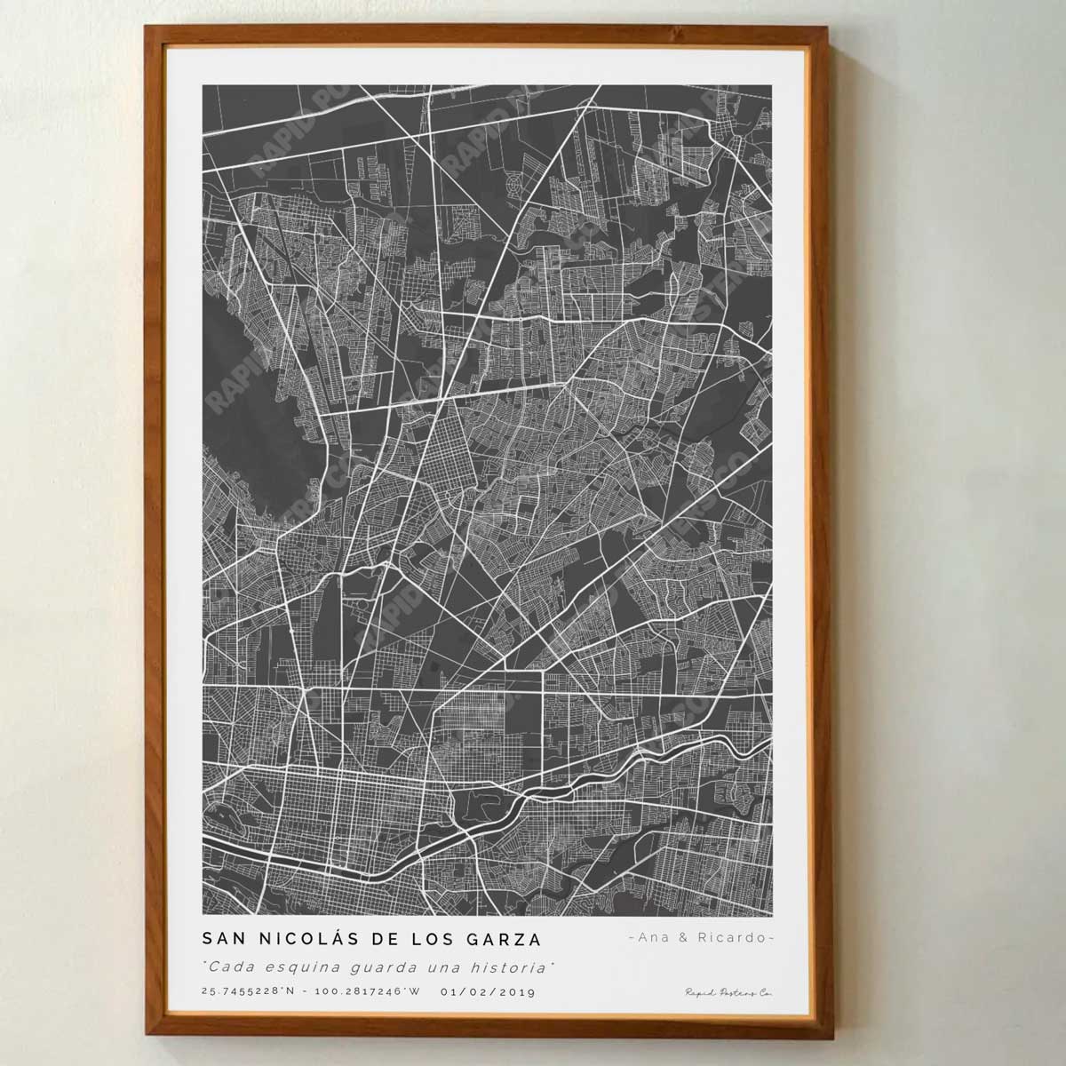 Mapa personalizado de San Nicolás de los Garza, Nuevo León - Posters de ciudades de México - Personaliza gratis el plano de tu ciudad y descarga al instante el plano en PDF digital listo para imprimir y poner en un cuadro.