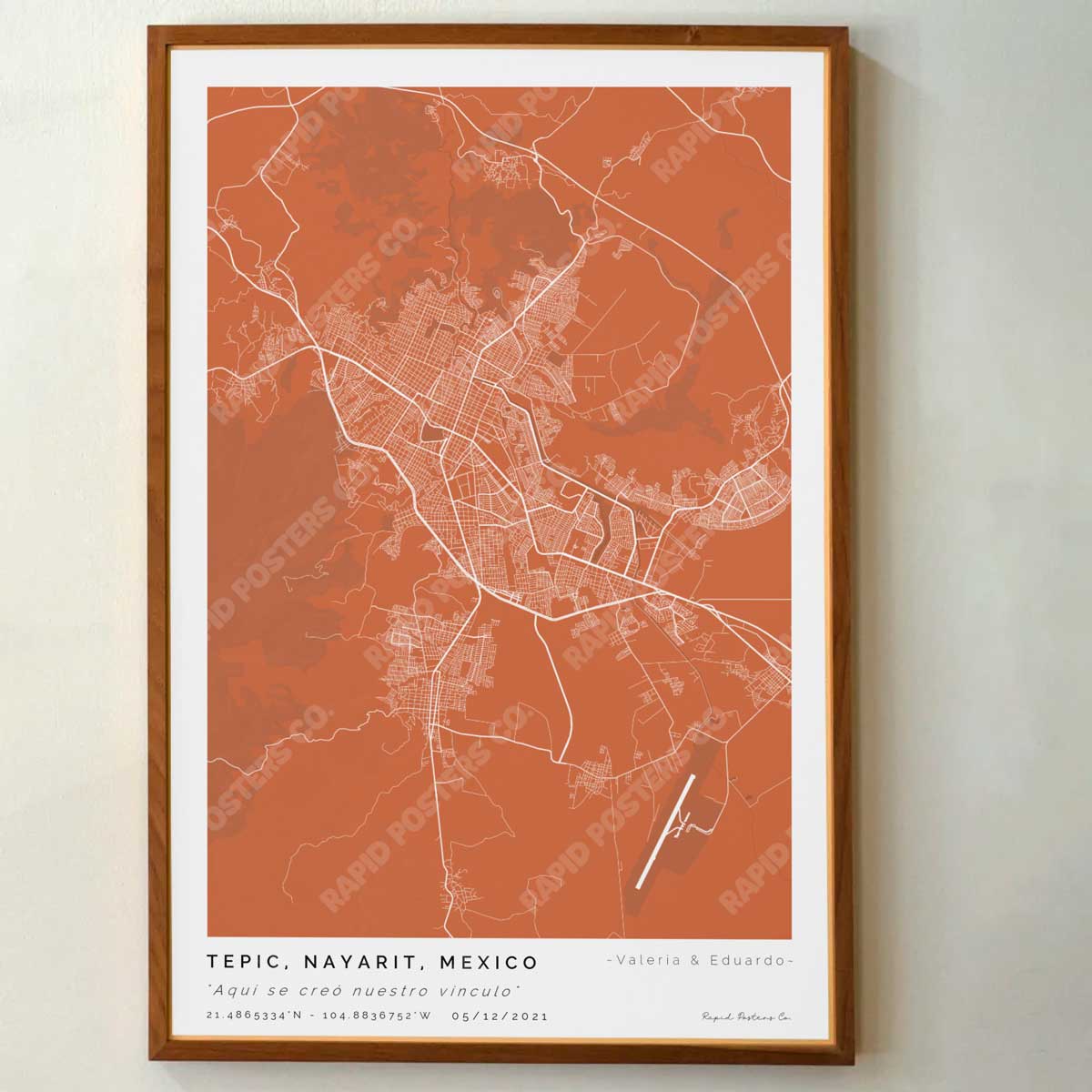 Mapa personalizado de Tepic, Nayarit - Posters de ciudades de México - Personaliza gratis el plano de tu ciudad y descarga al instante el plano en PDF digital listo para imprimir y poner en un cuadro.