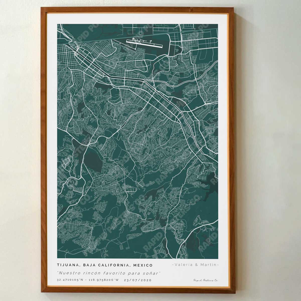 Mapa personalizado de Tijuana, Baja California - Posters de ciudades de México - Personaliza gratis el plano de tu ciudad y descarga al instante el plano en PDF digital listo para imprimir y poner en un cuadro.