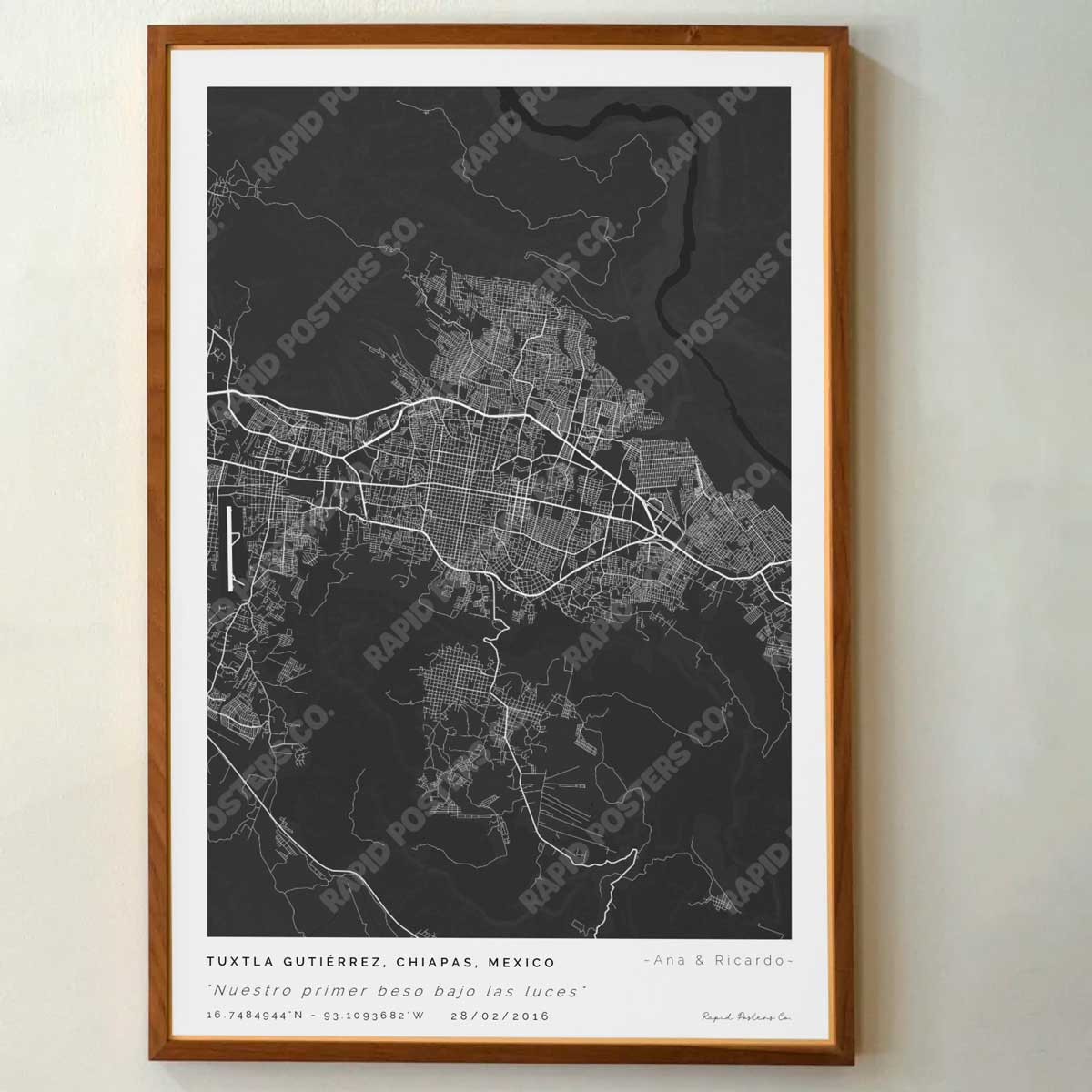 Mapa personalizado de Tuxtla Gutiérrez, Chiapas - Posters de ciudades de México - Personaliza gratis el plano de tu ciudad y descarga al instante el plano en PDF digital listo para imprimir y poner en un cuadro.