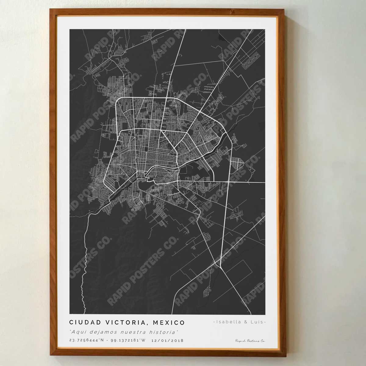 Mapa personalizado de Ciudad Victoria, Tamaulipas - Posters de ciudades de México - Personaliza gratis el plano de tu ciudad y descarga al instante el plano en PDF digital listo para imprimir y poner en un cuadro.
