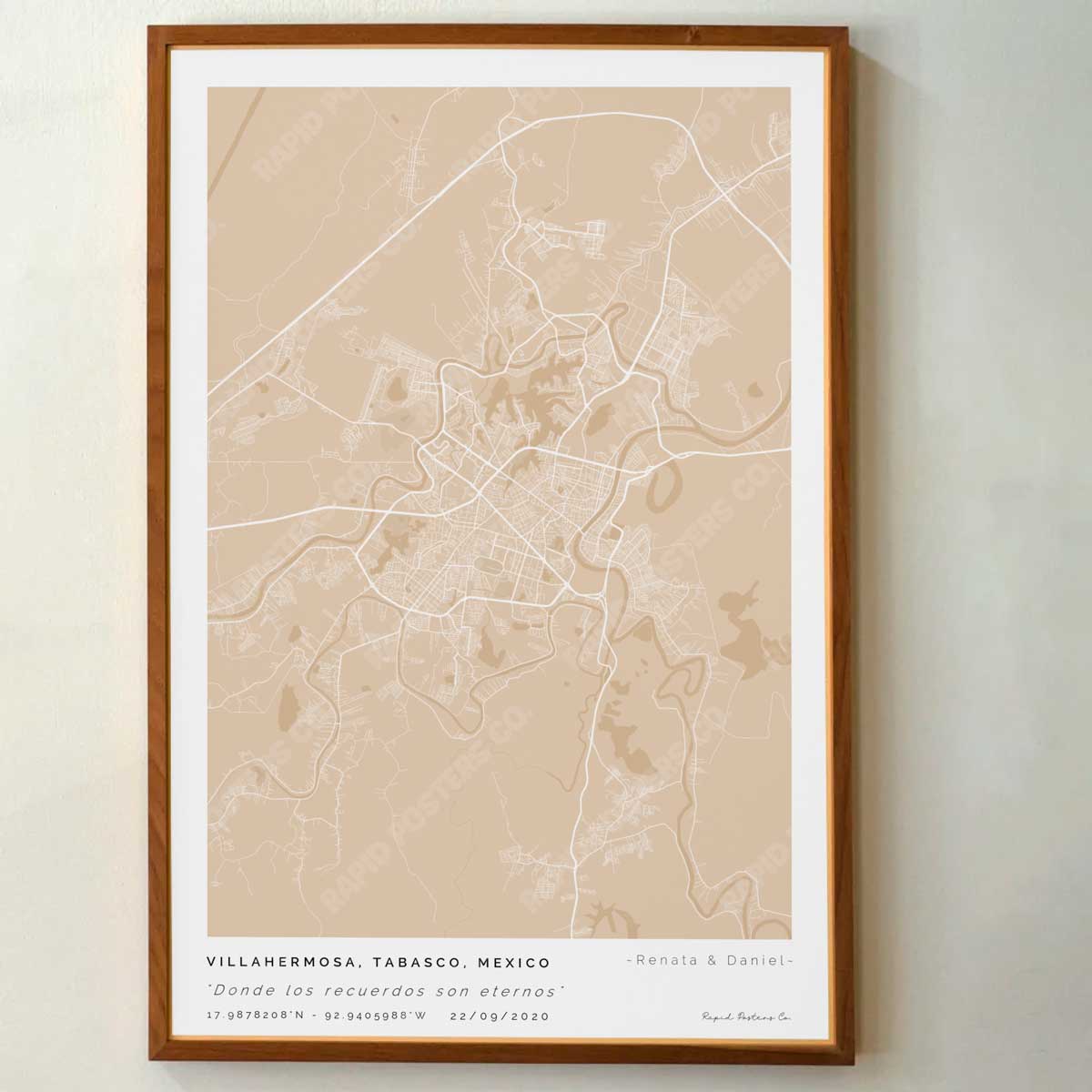 Mapa personalizado de Villahermosa, Tabasco - Posters de ciudades de México - Personaliza gratis el plano de tu ciudad y descarga al instante el plano en PDF digital listo para imprimir y poner en un cuadro.