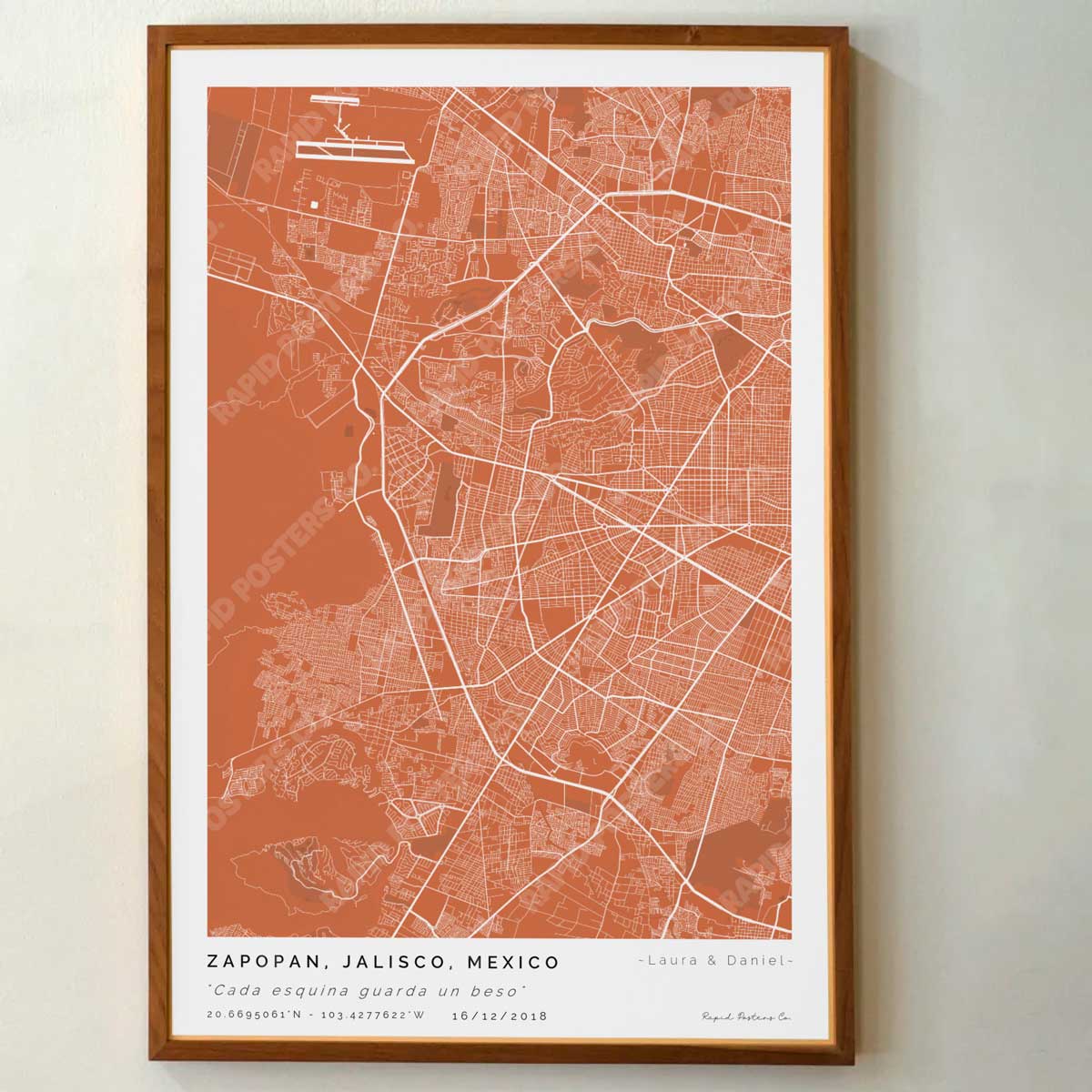 Mapa personalizado de Zapopan, Jalisco - Posters de ciudades de México - Personaliza gratis el plano de tu ciudad y descarga al instante el plano en PDF digital listo para imprimir y poner en un cuadro.