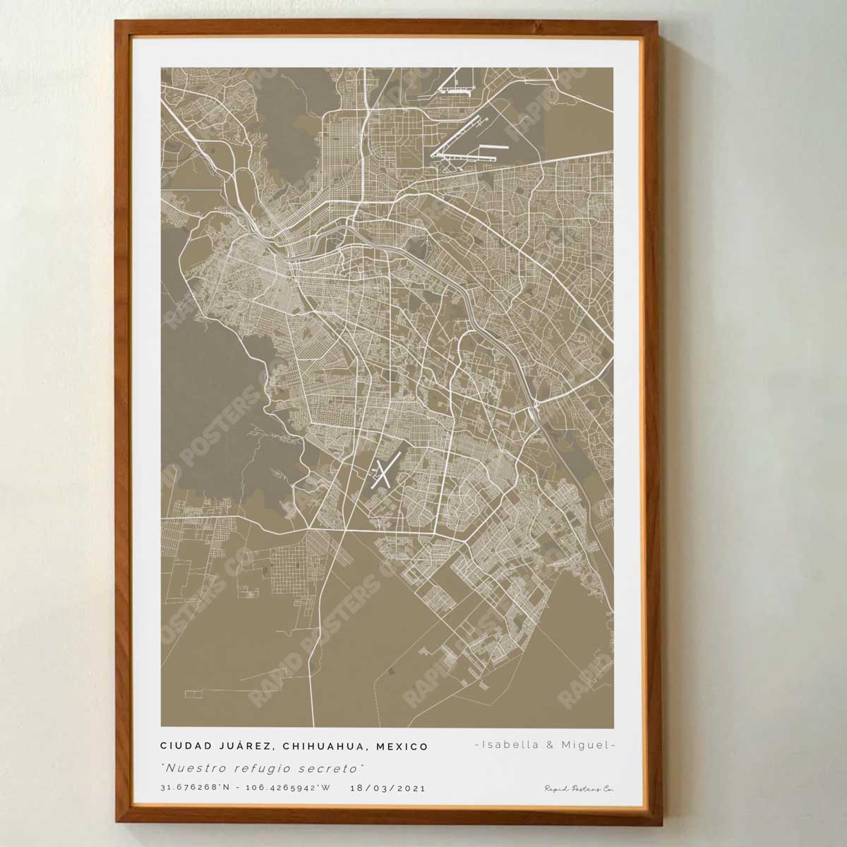 Mapa personalizado de Ciudad Juárez, Chihuahua - Posters de ciudades de México - Personaliza gratis el plano de tu ciudad y descarga al instante el plano en PDF digital listo para imprimir y poner en un cuadro.