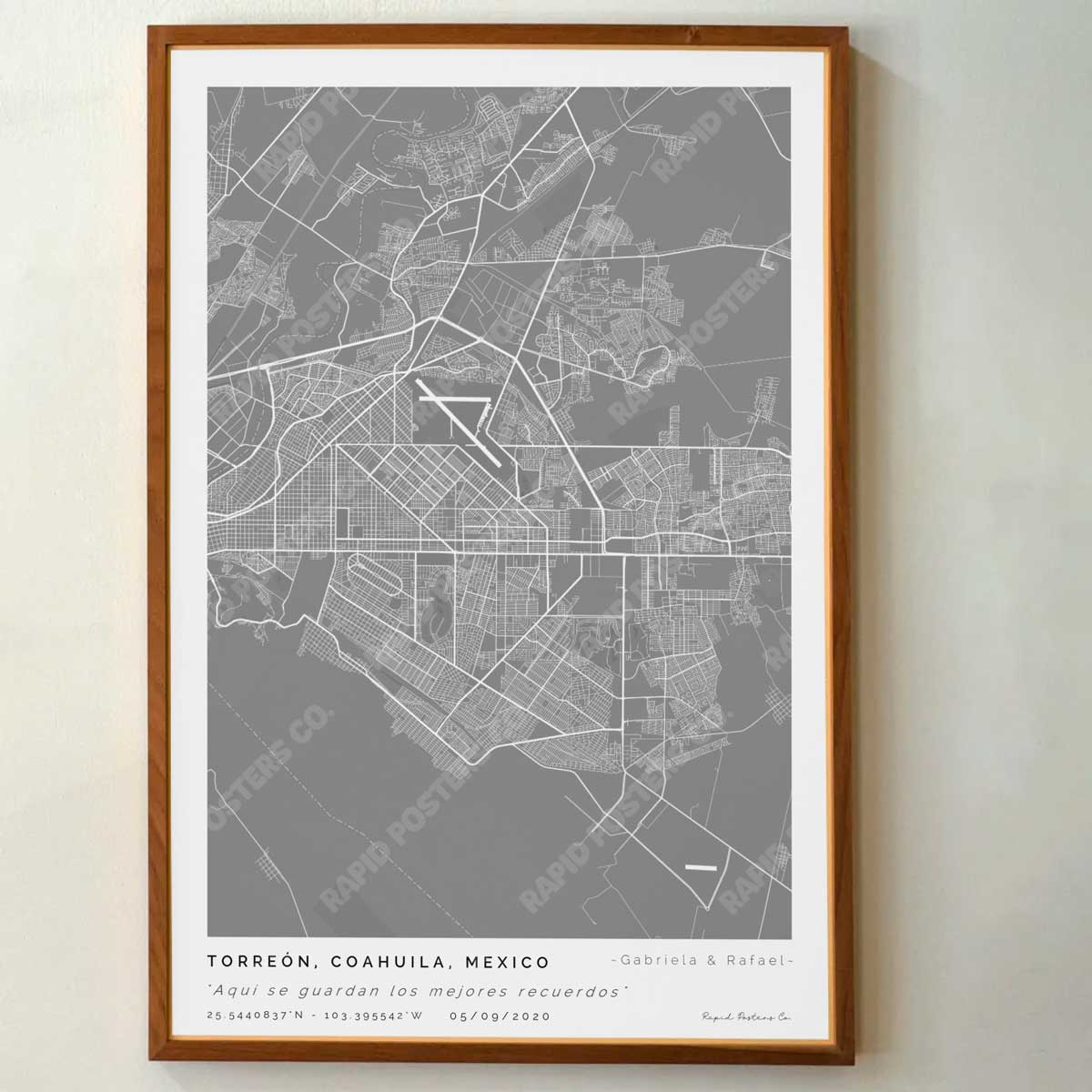Mapa personalizado de Torreón, Coahuila - Posters de ciudades de México - Personaliza gratis el plano de tu ciudad y descarga al instante el plano en PDF digital listo para imprimir y poner en un cuadro.
